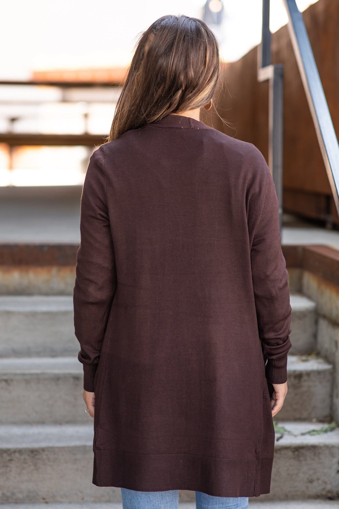Brown Lightweight Mid Length Cardigan - Filly Flair