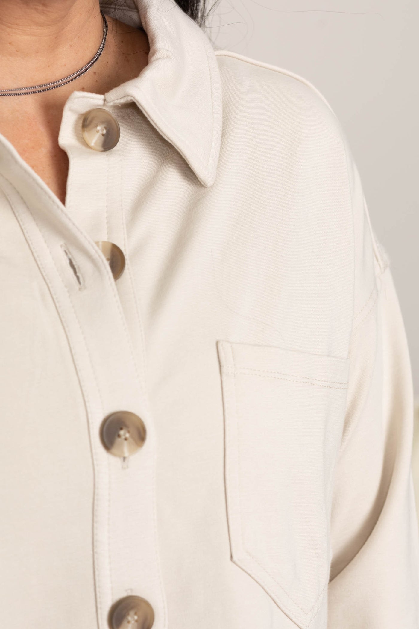 Solid Collared Button Down Shacket