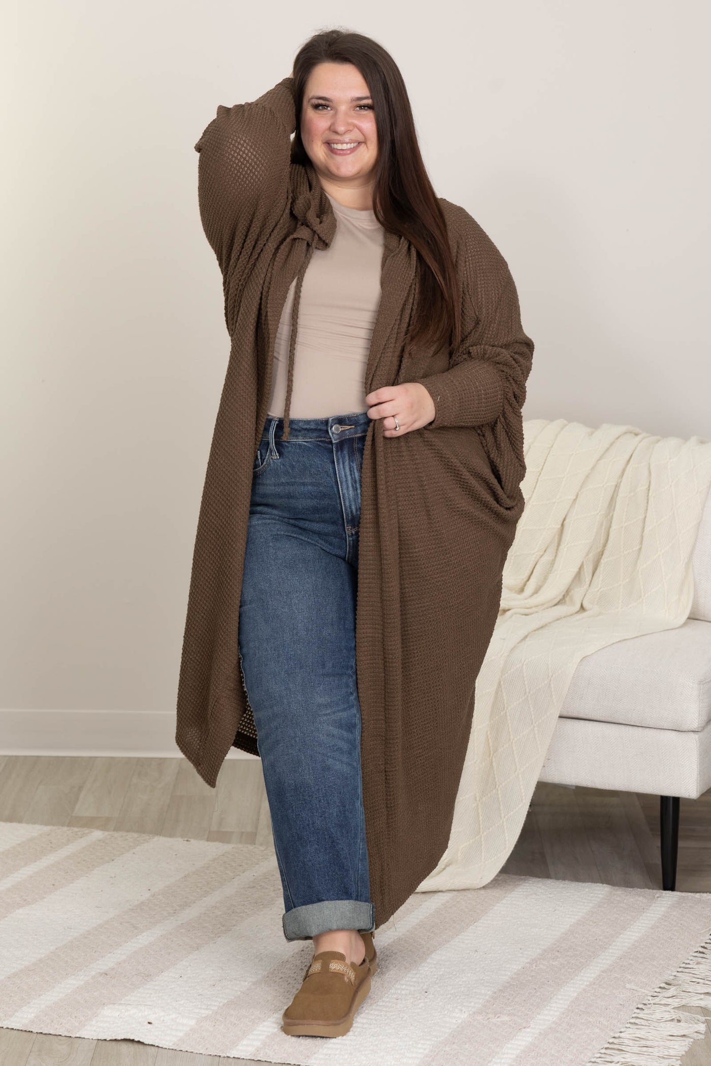 Soft Knit Hoodie Long Open Cardigans
