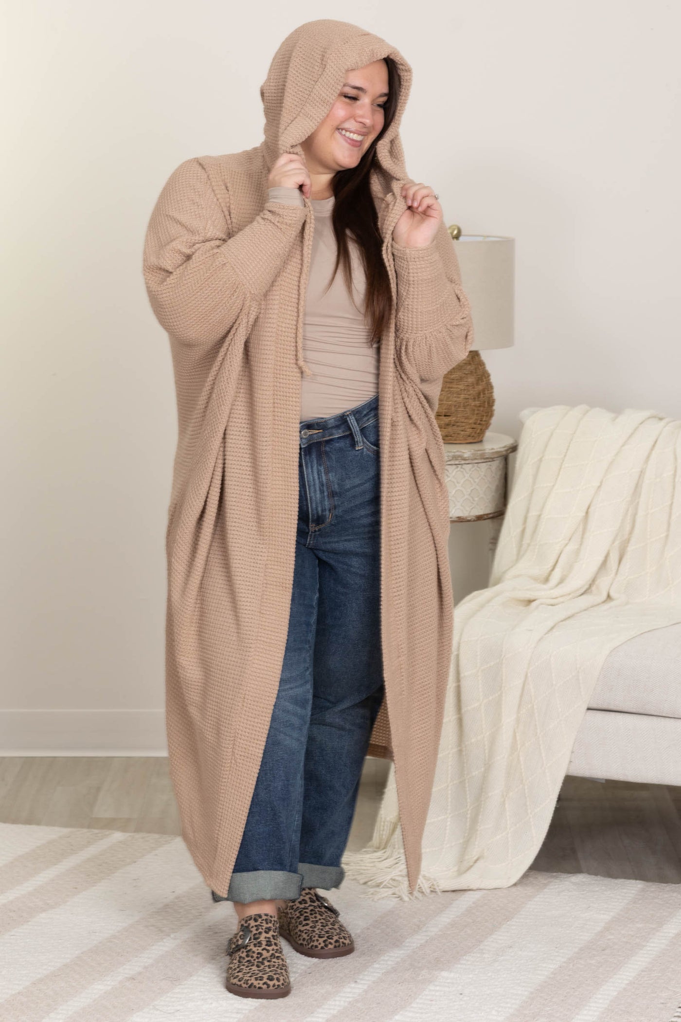 Soft Knit Hoodie Long Open Cardigans