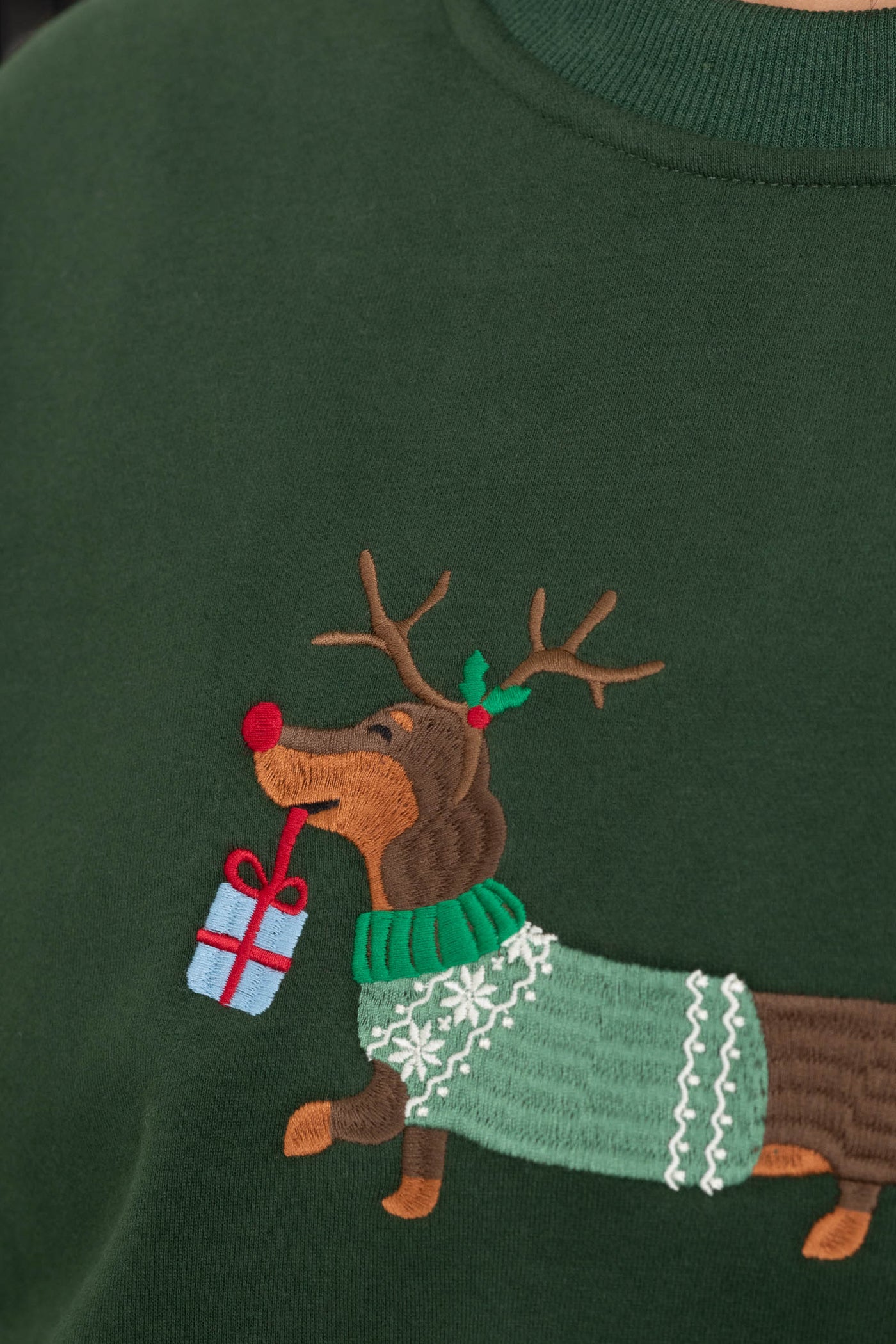 Hunter Green Winnie Christmas Graphic Sweater