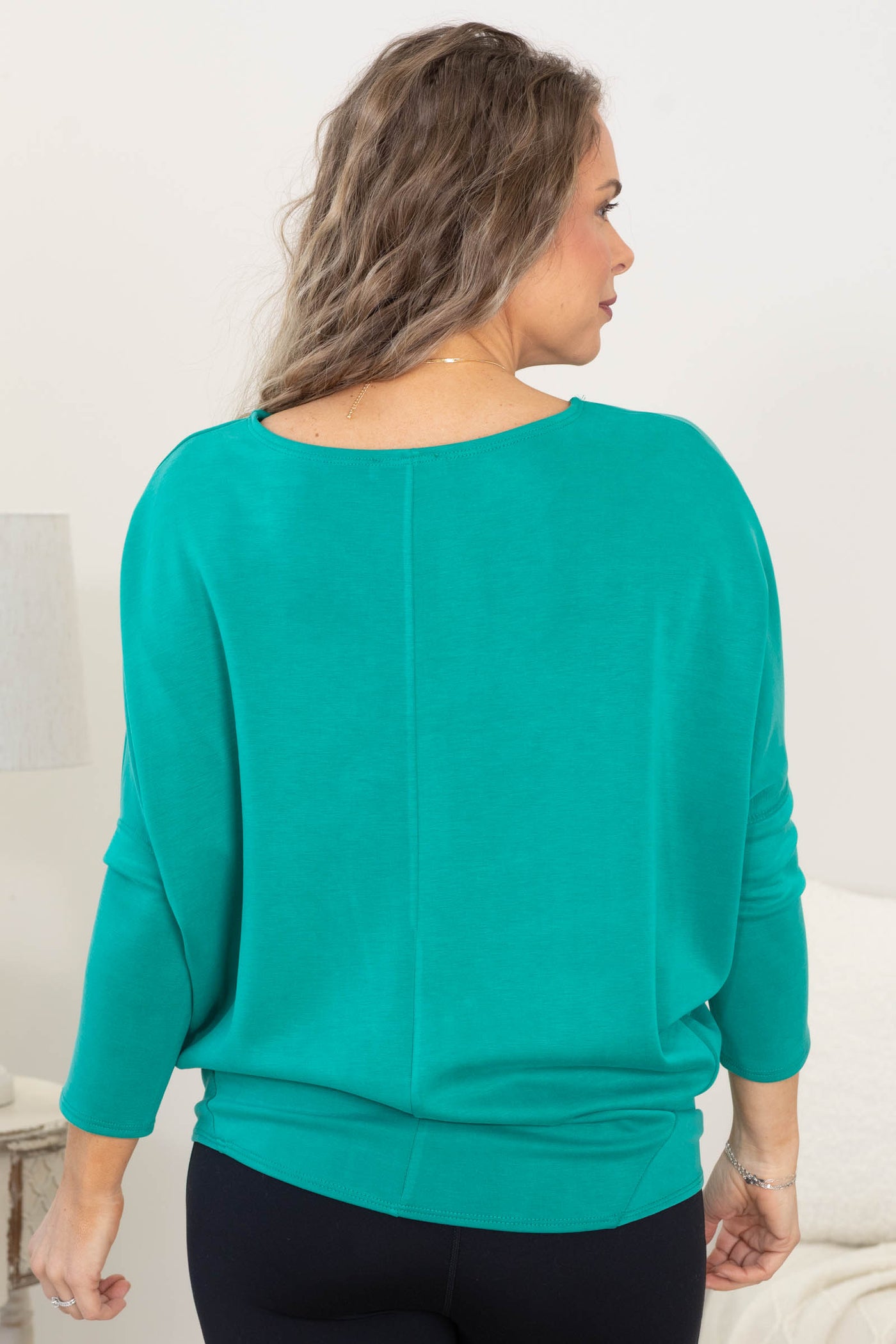 Scuba Boatneck Dolman Long Sleeve Knit Tops
