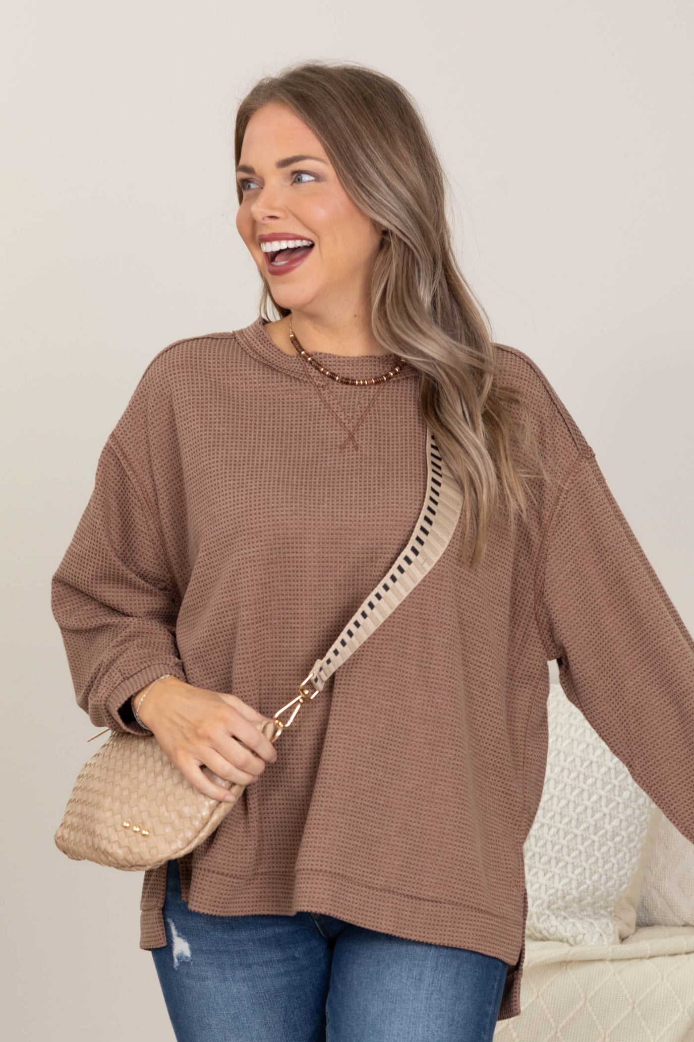 Solid Oversized Long Sleeve Knit Tops