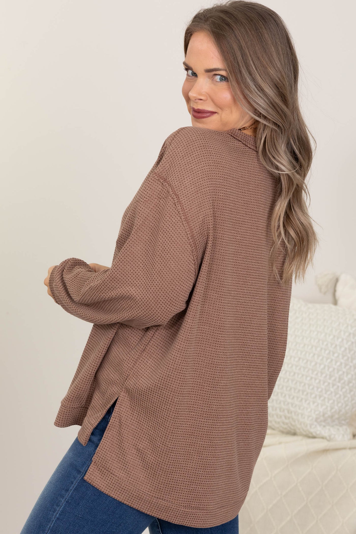 Solid Oversized Long Sleeve Knit Tops