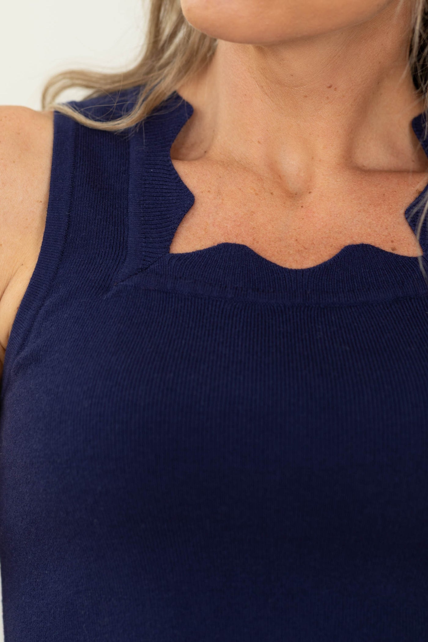 Neckline Detail Sweet Elegance Ribbed Top