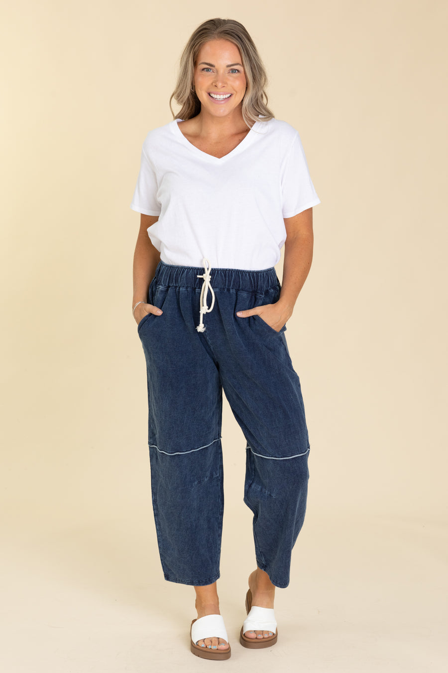 Cotton Blend Mineral Wash Crop Pant
