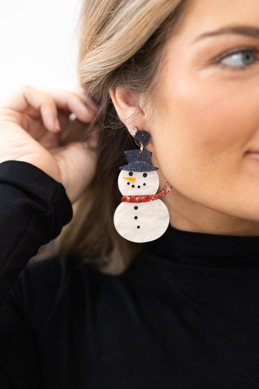 White Snowman Earrings