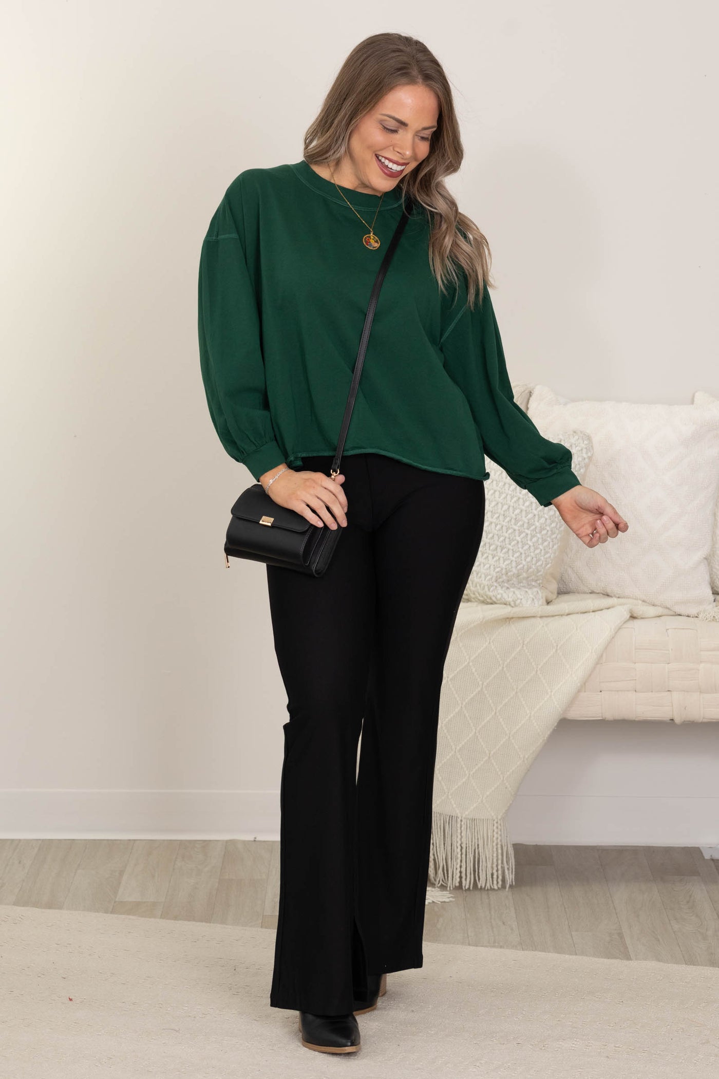 Cotton Relax Fit Long Sleeve Knit Tops