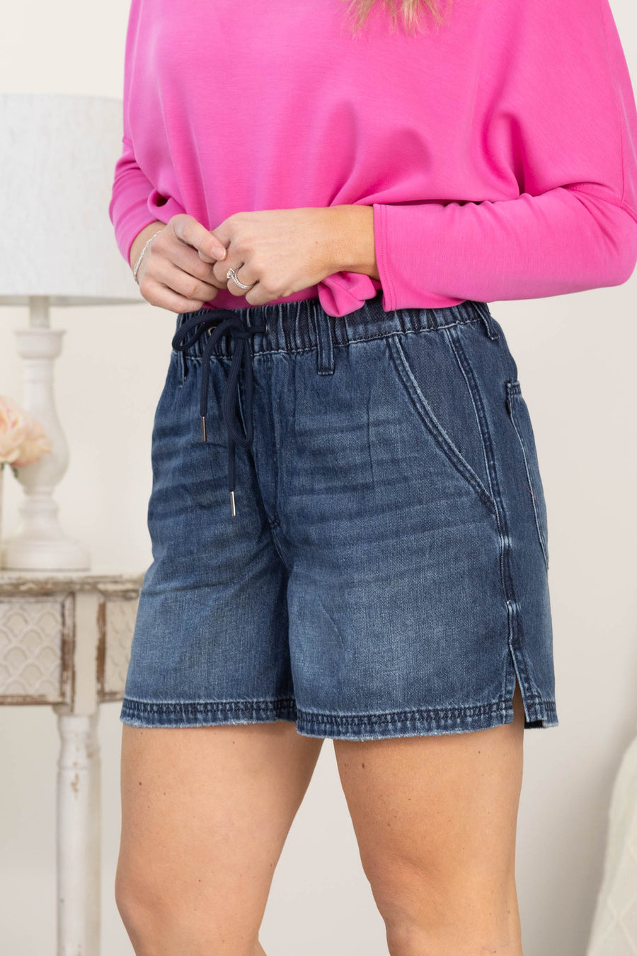 Judy Blue Dark High Waist Baggy Denim Shorts