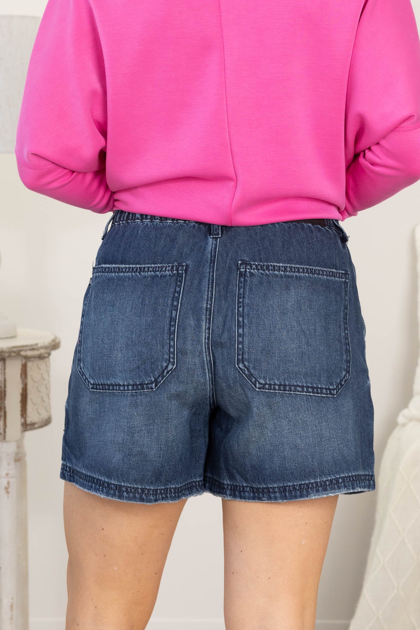 Judy Blue Dark High Waist Baggy Denim Shorts