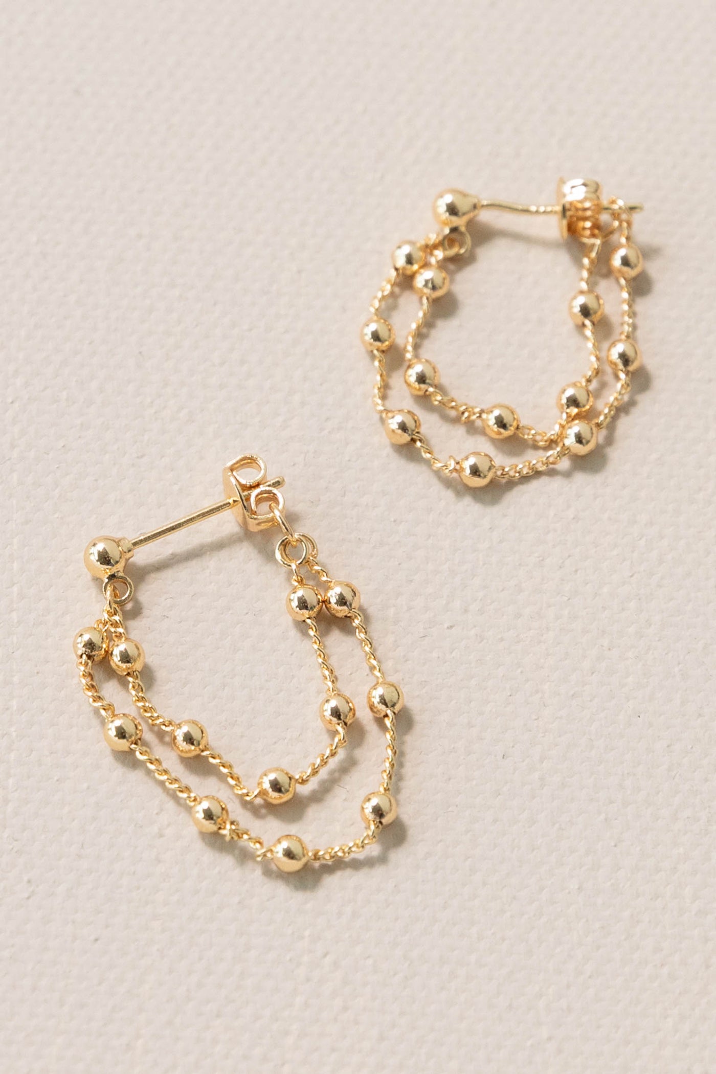 Golden Two Chain Bubble Earrings