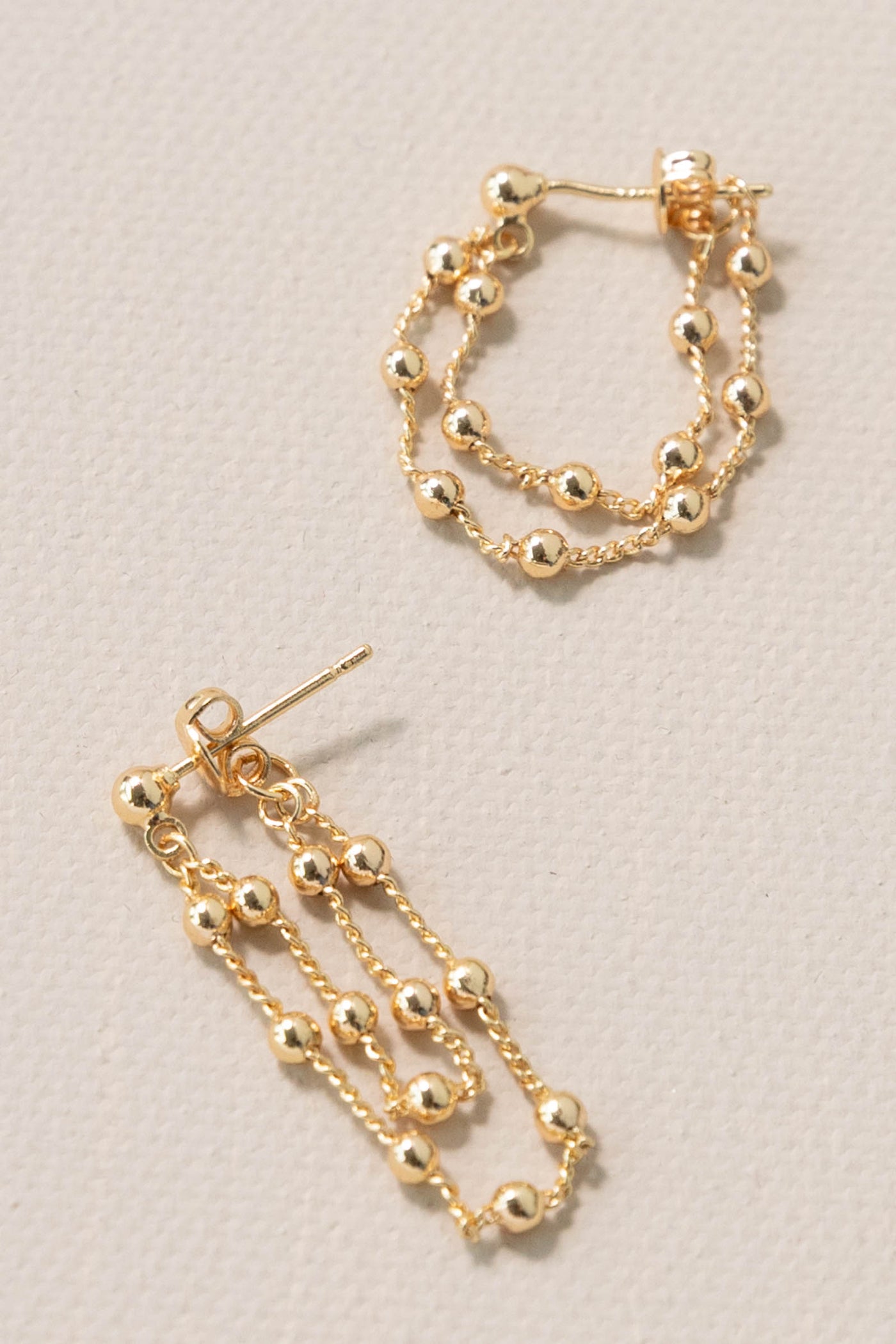 Golden Two Chain Bubble Earrings