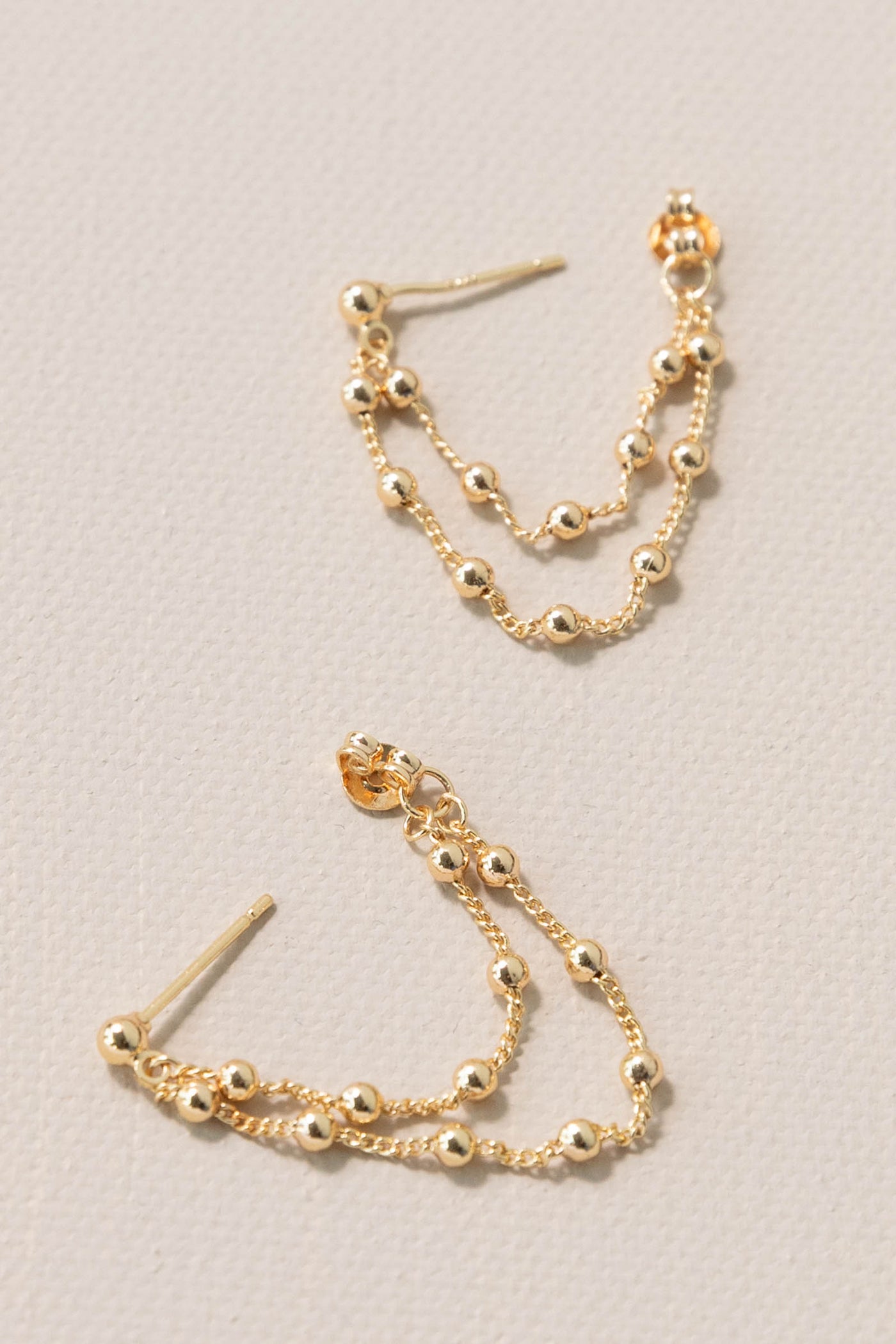 Golden Two Chain Bubble Earrings