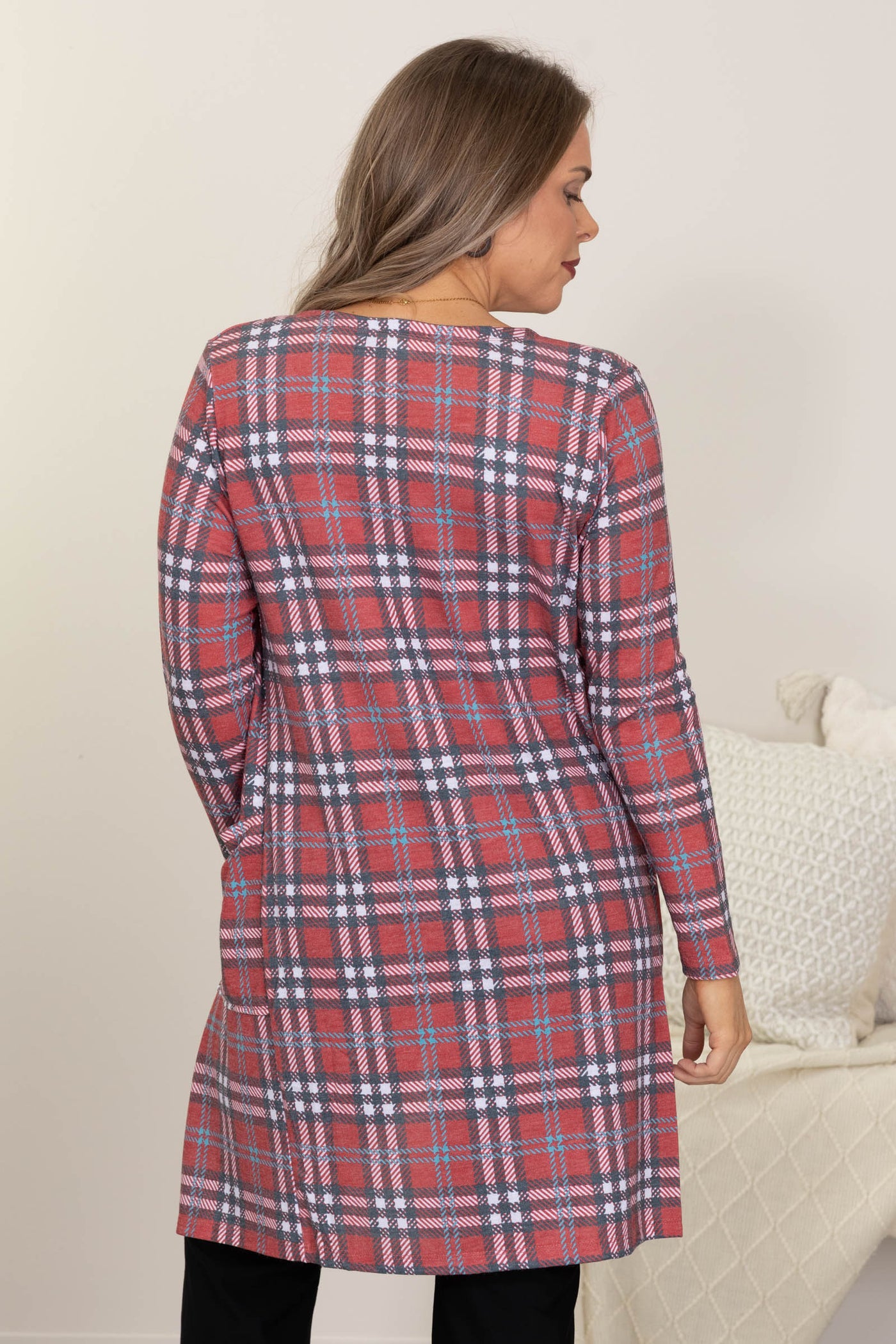 Plaid Duster Cardigans With Pockets