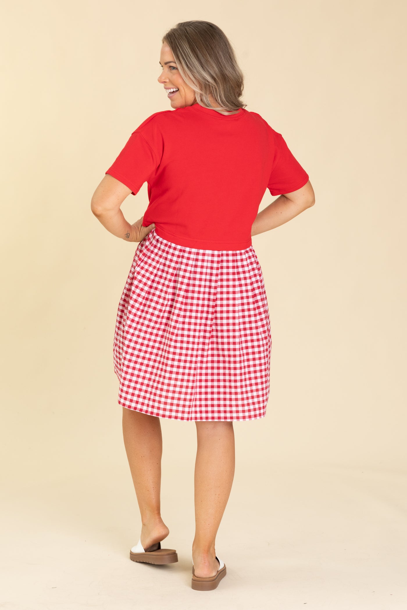 red gingham babydoll dress Belle Red Gingham Babydoll Mini Dress