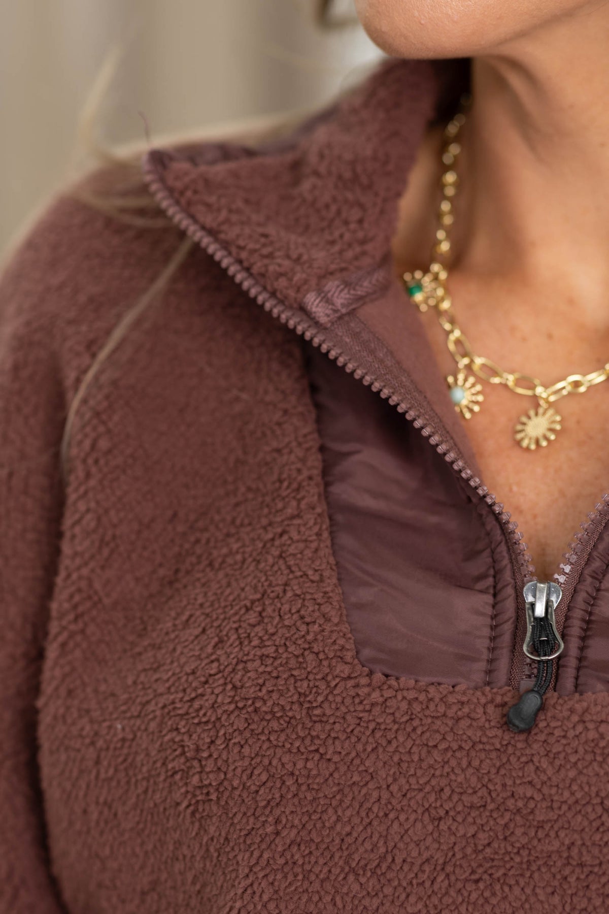 Plush Sherpa Quarter Zip With Side Pockets