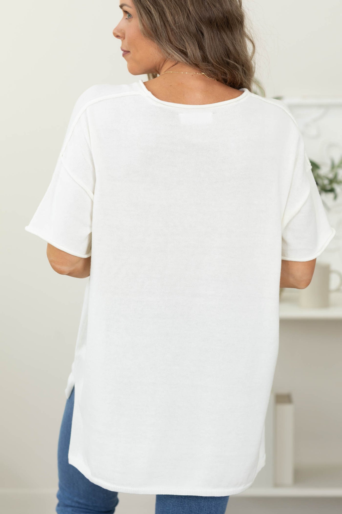 Oversized Short Sleeve Round Neck Knit Top