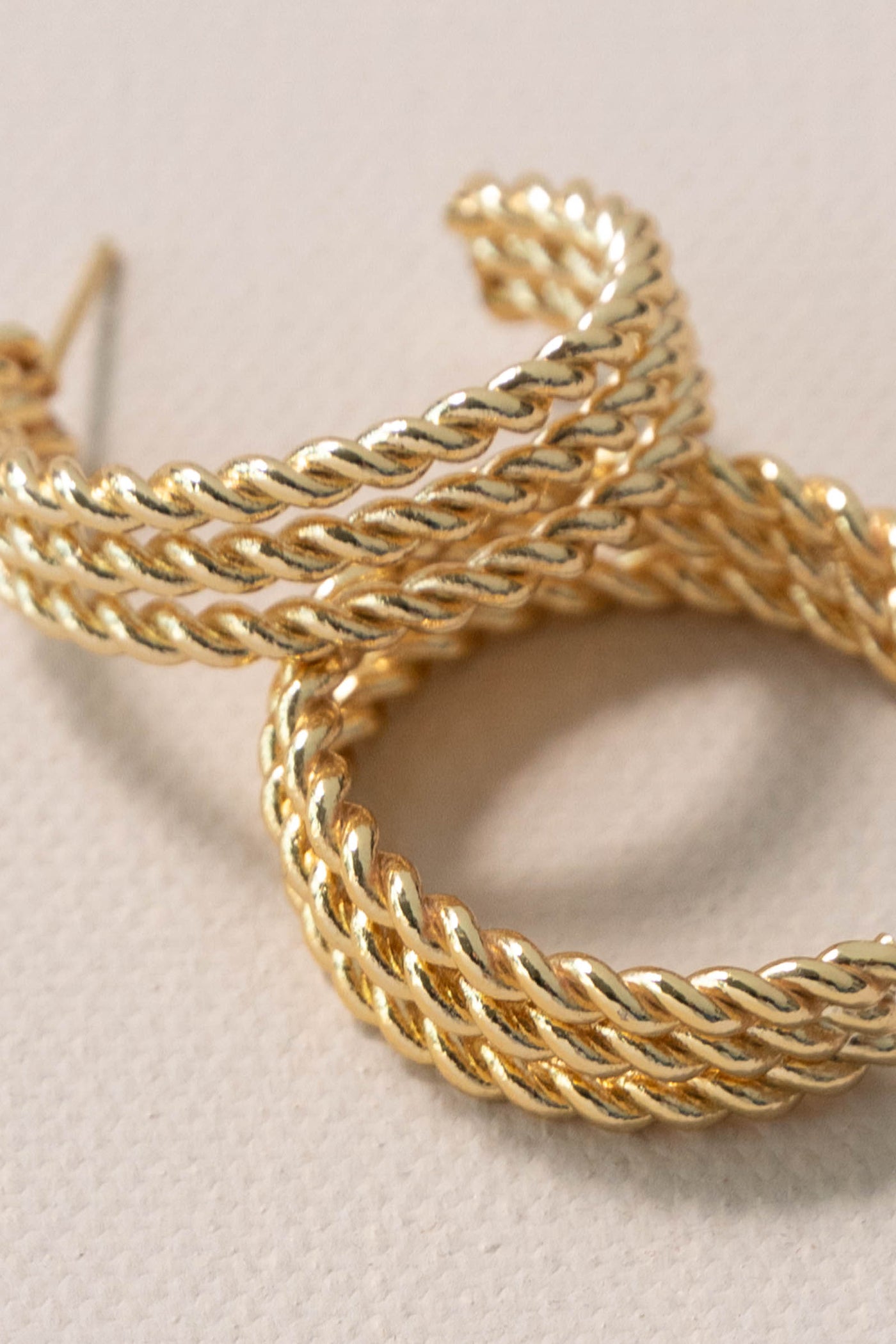 Gold French Braid Hoop Earrings
