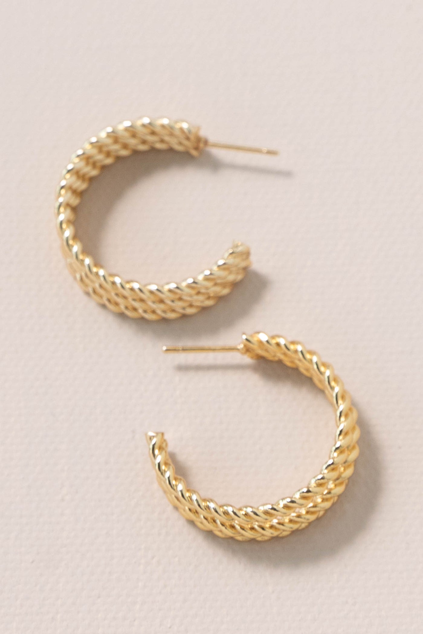 Gold French Braid Hoop Earrings