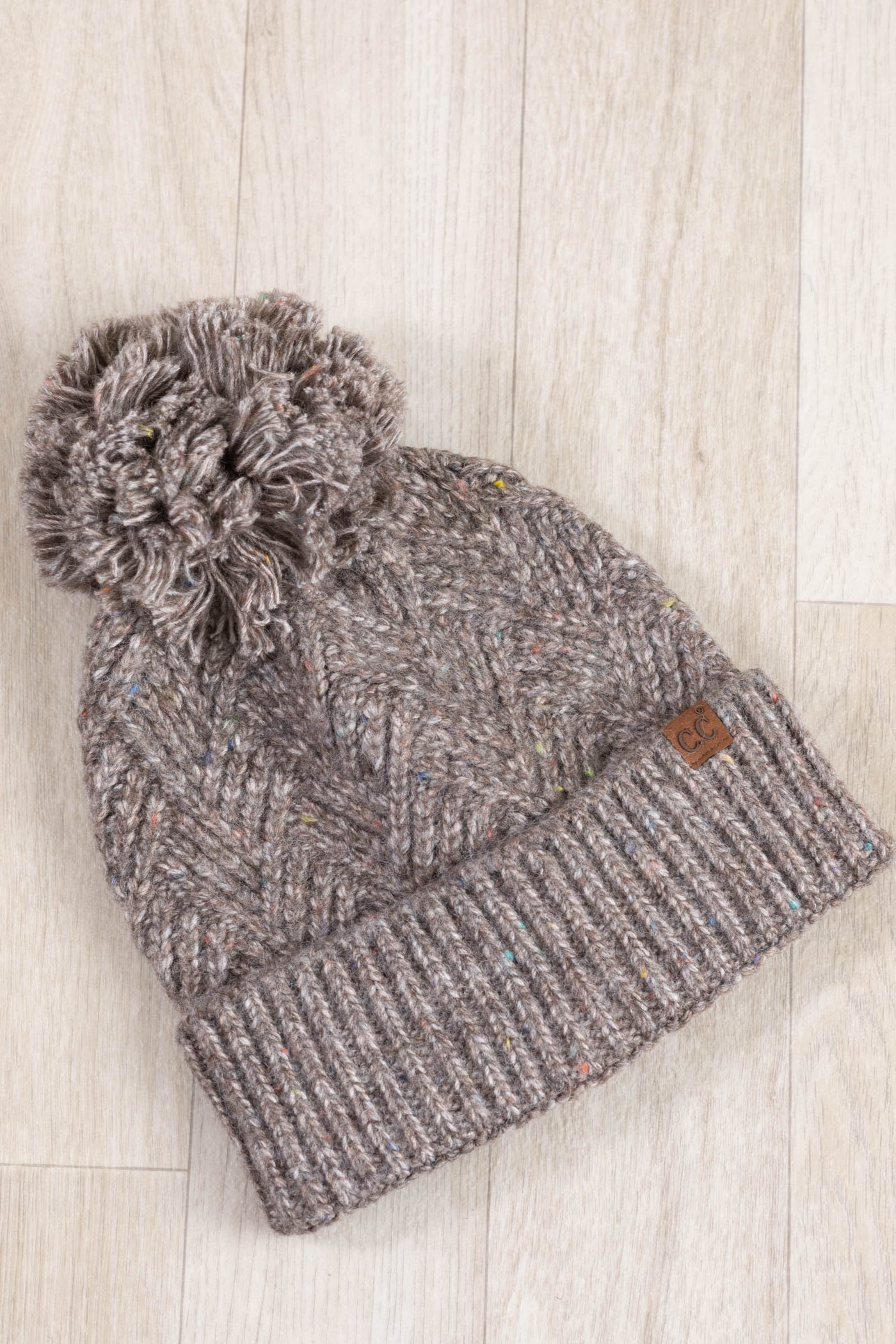 Criss Cross Pattern Yarn Pom Beanies