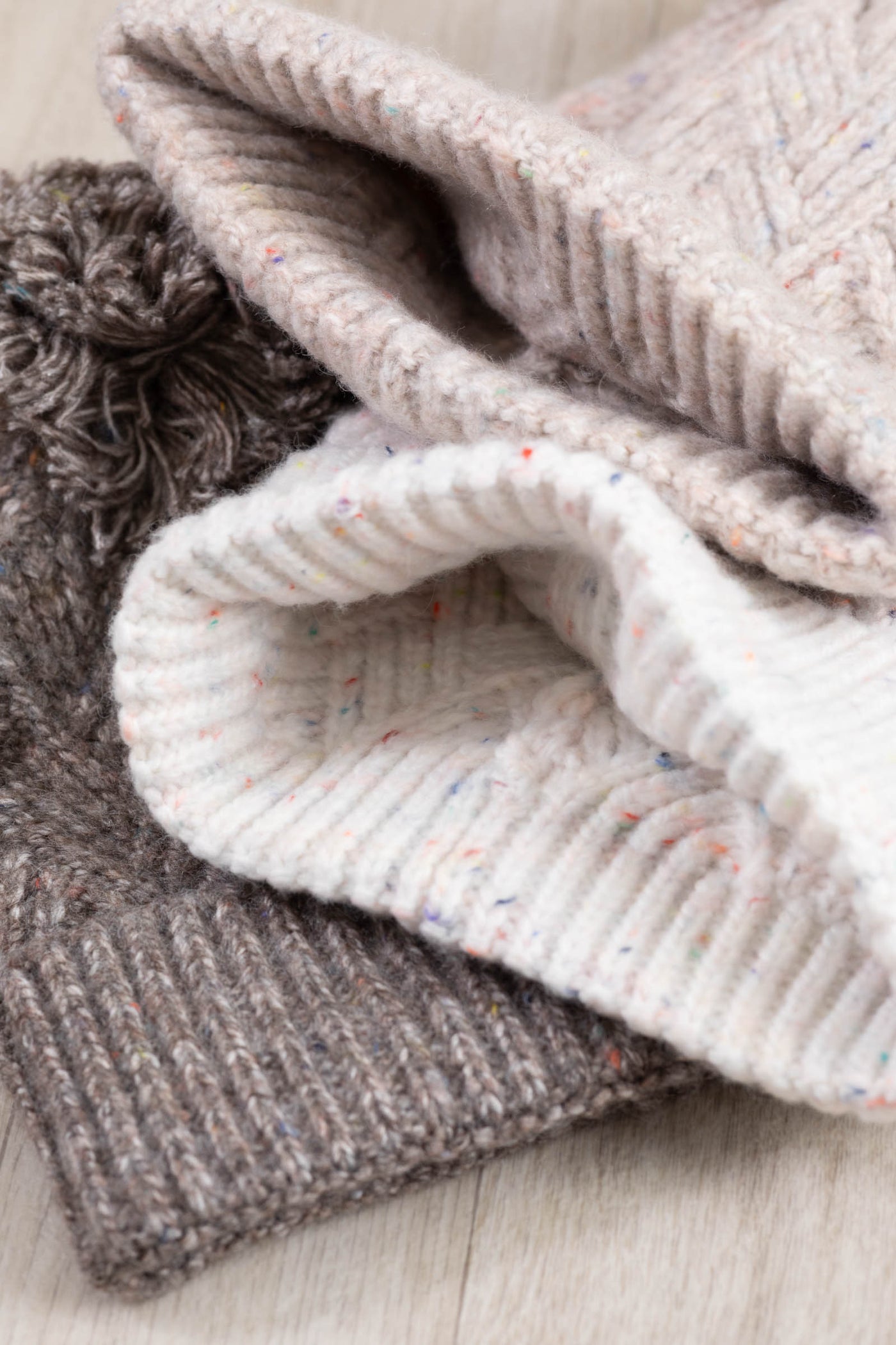 Criss Cross Pattern Yarn Pom Beanies