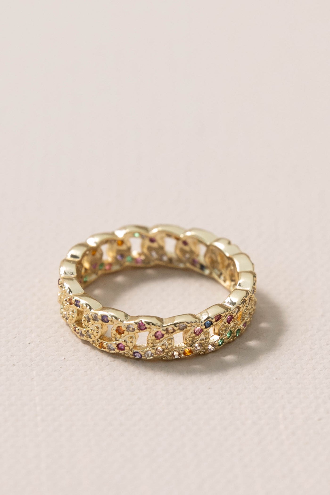 Rainbow Crystal Band Ring