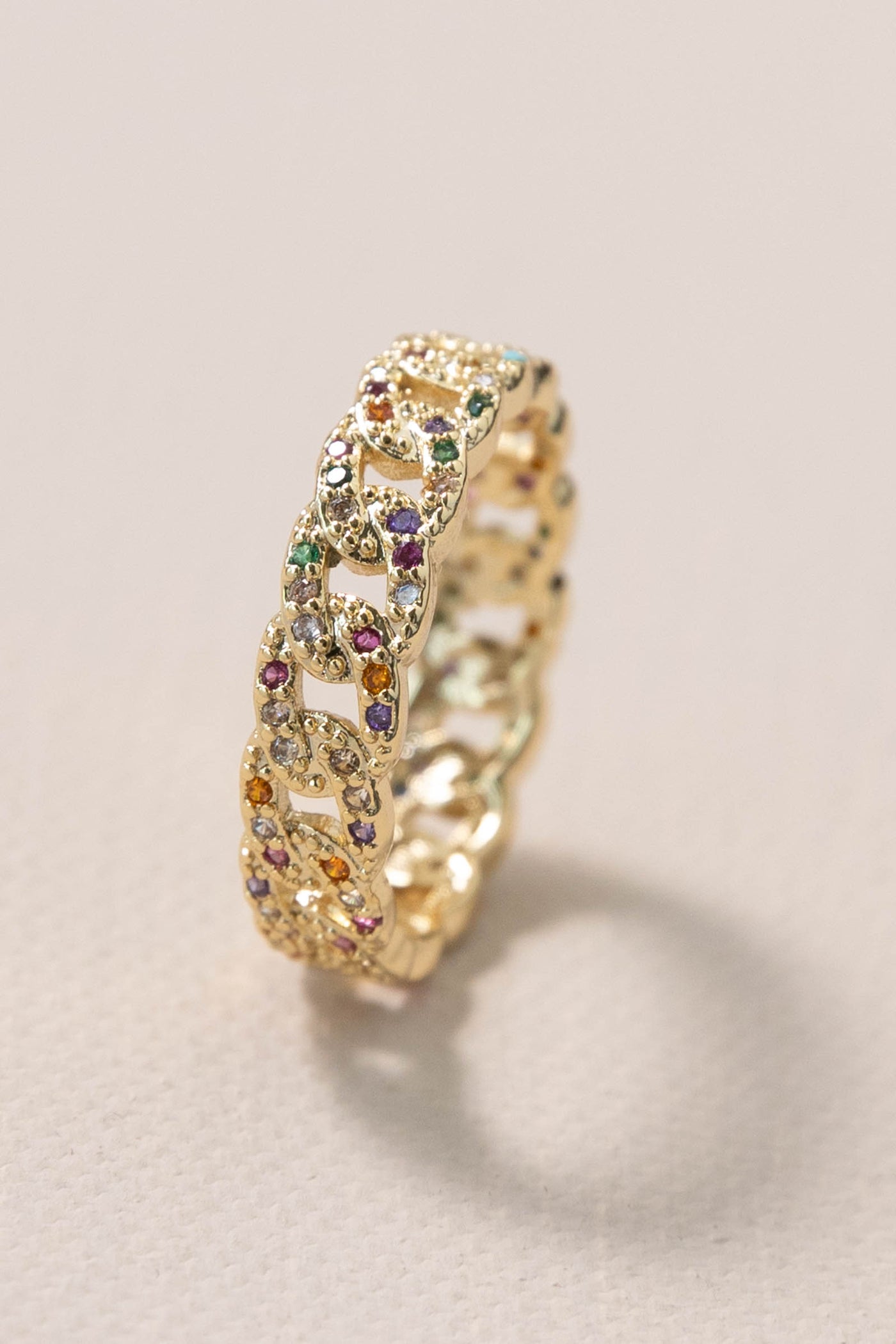 Rainbow Crystal Band Ring