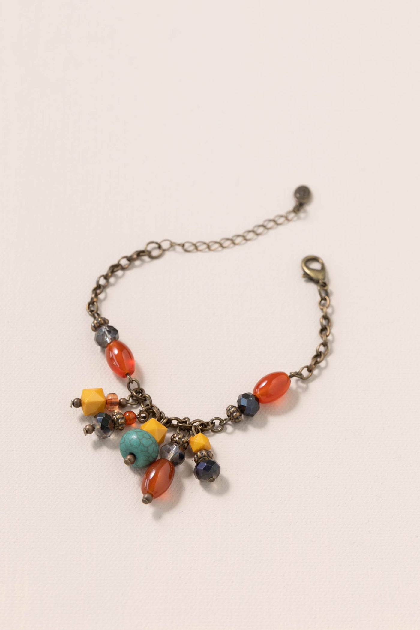 Teal and Mustard Beaded Bracelet