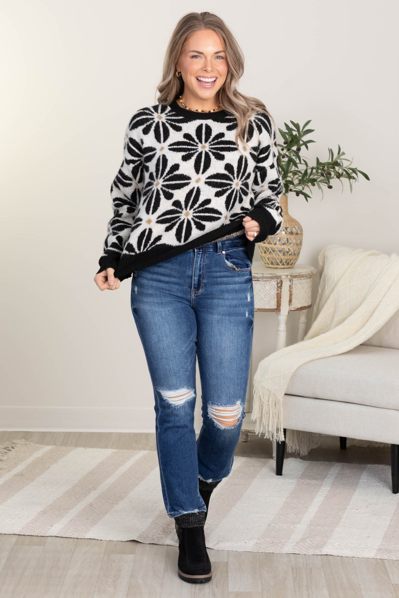Flower Pattern Sweaters