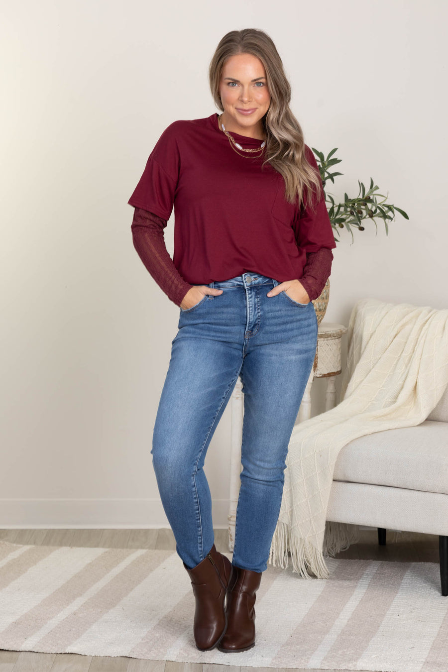 Risen Tummy Control Mid Rise Ankle Skinny Jean