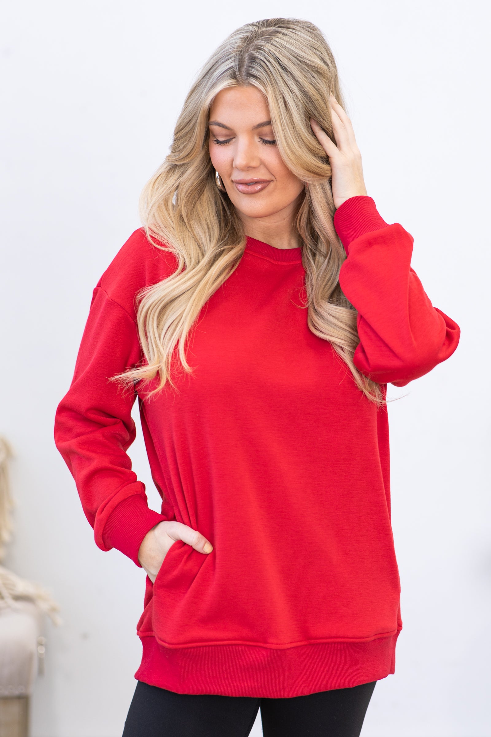 Red Sweatshirt With Pockets