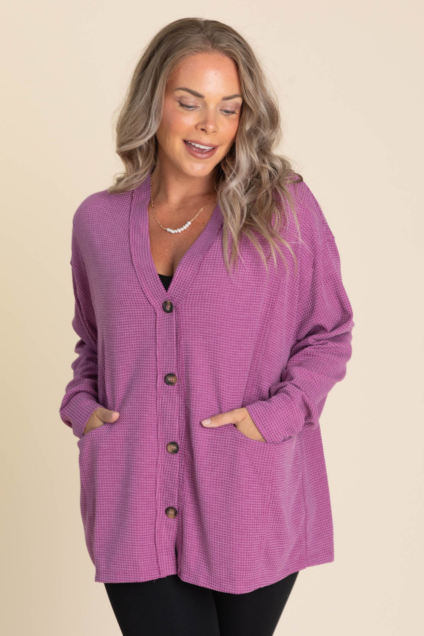 Knit Button Up Cardigans With Pockets