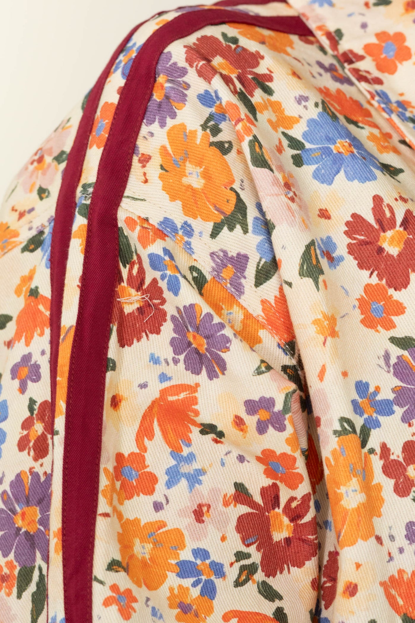 Tangerine And Red Floral Zip Up Jacket