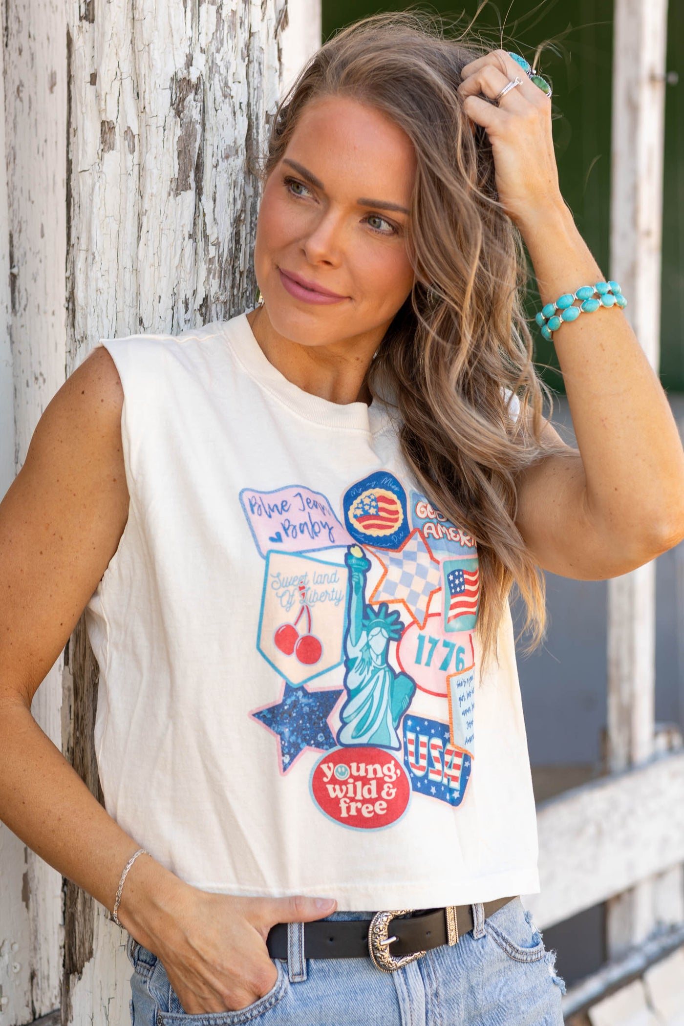 Patriotic Patch Tank- 100% Cotton