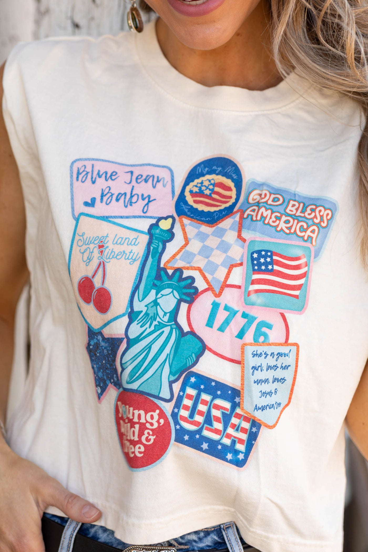 Patriotic Patch Tank- 100% Cotton