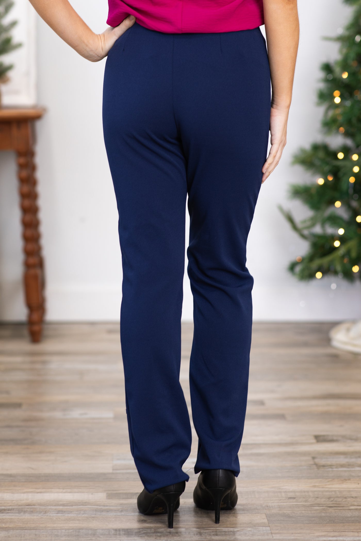 Navy Dress Pant With Front Seam Detail