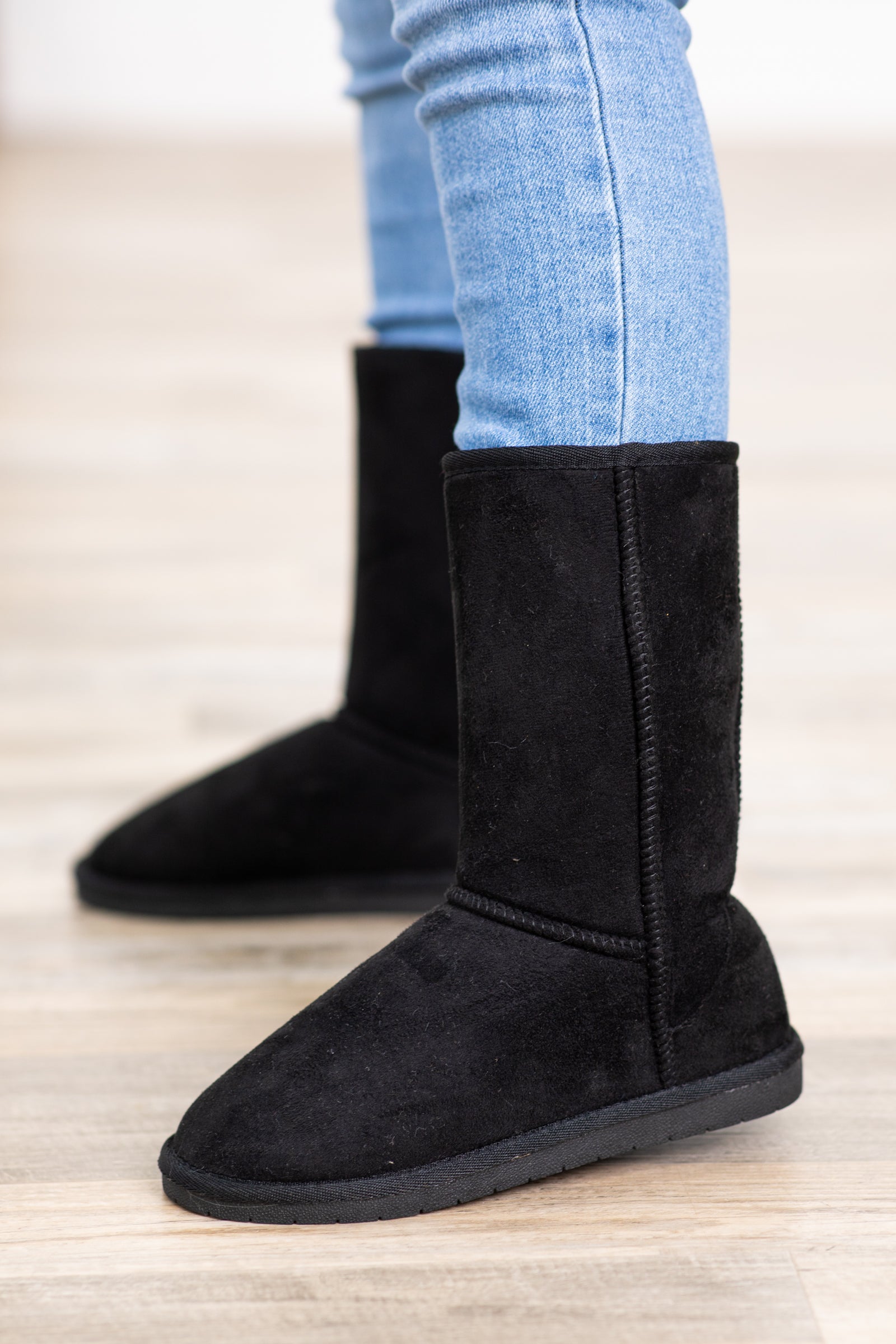 Black Faux Fur Lined Tall Boots