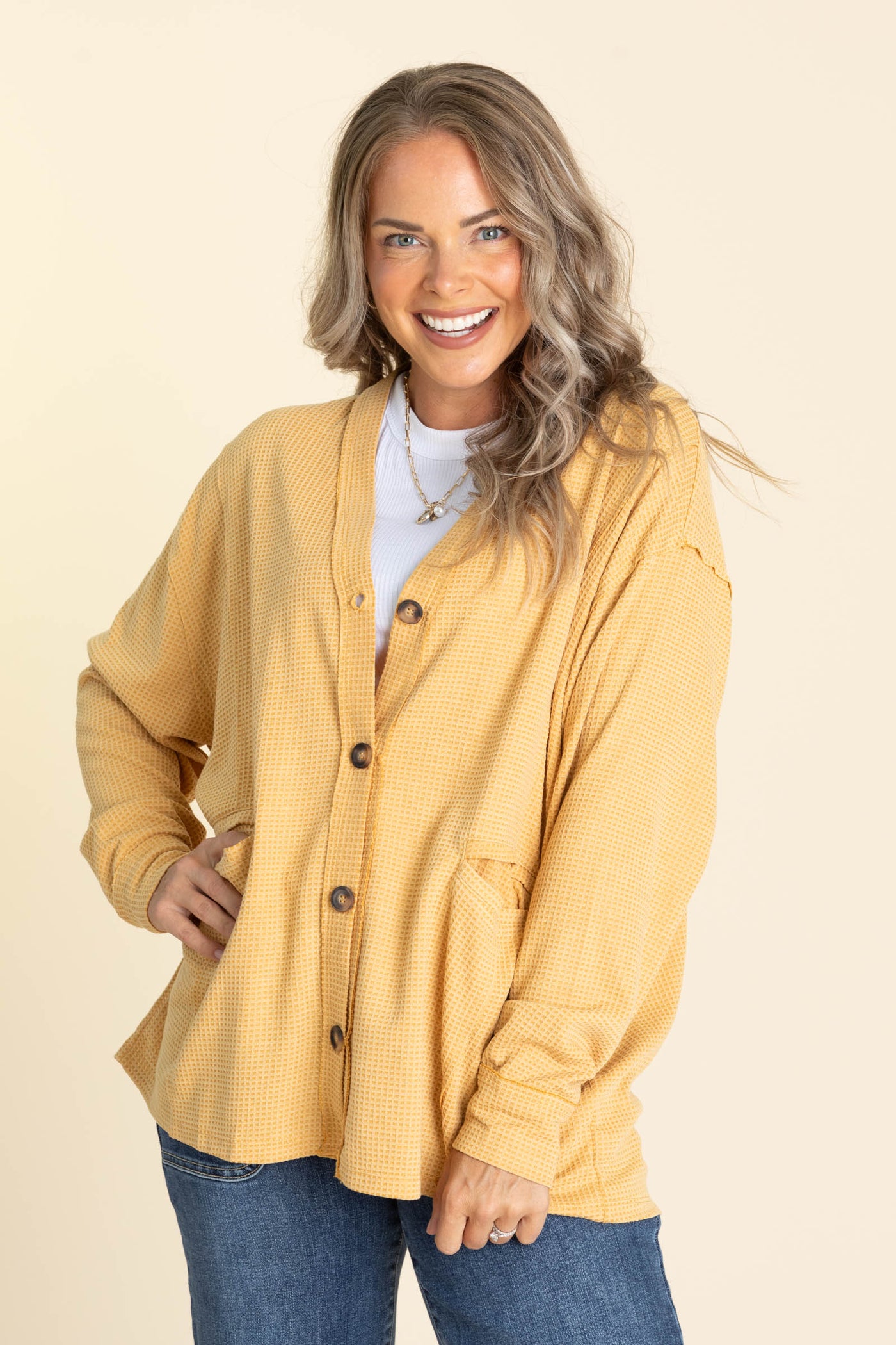 Knit Button Up Cardigans With Pockets