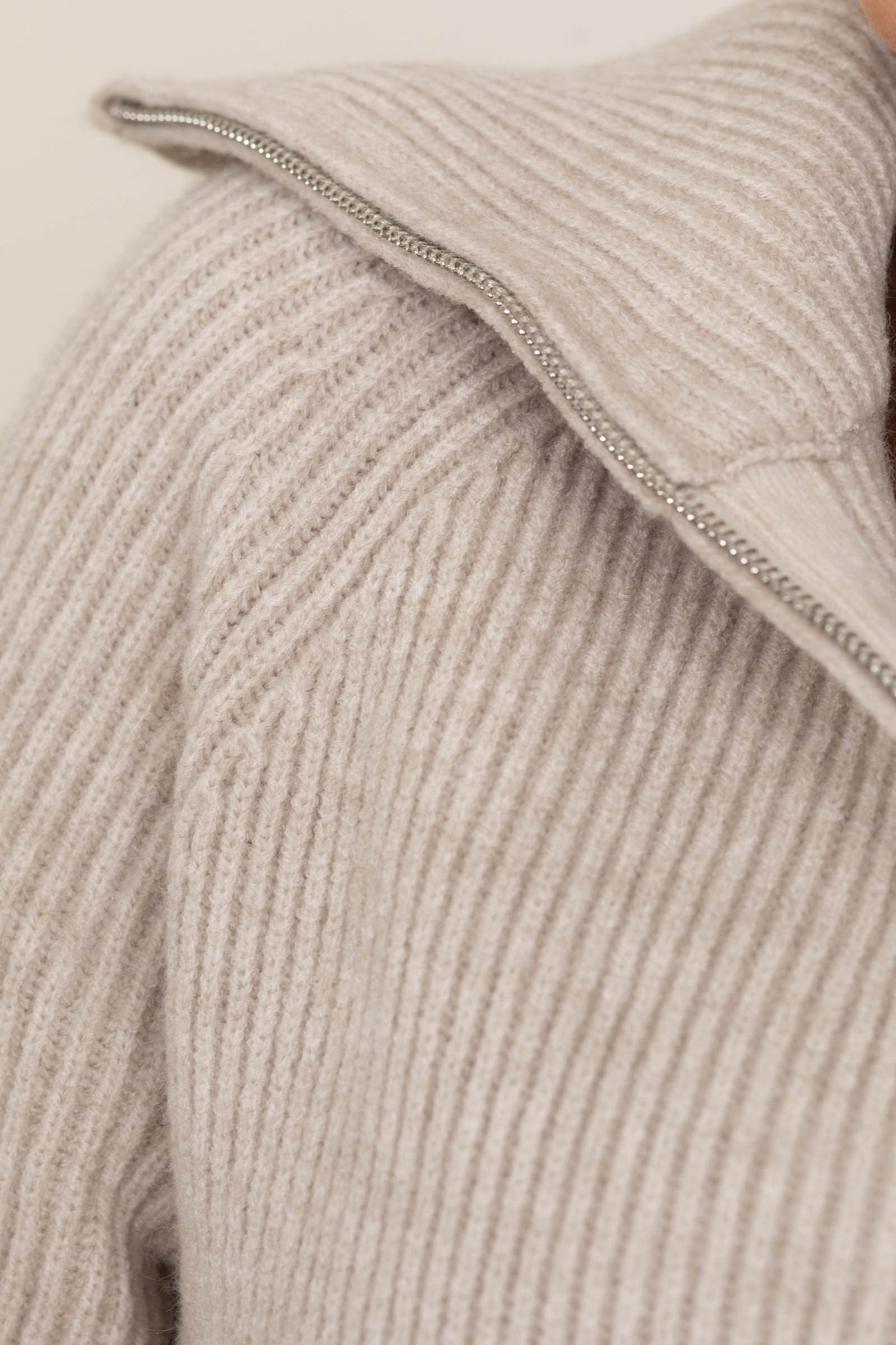 Luxe Funnel Neck Double Zipper Sweater Jackets