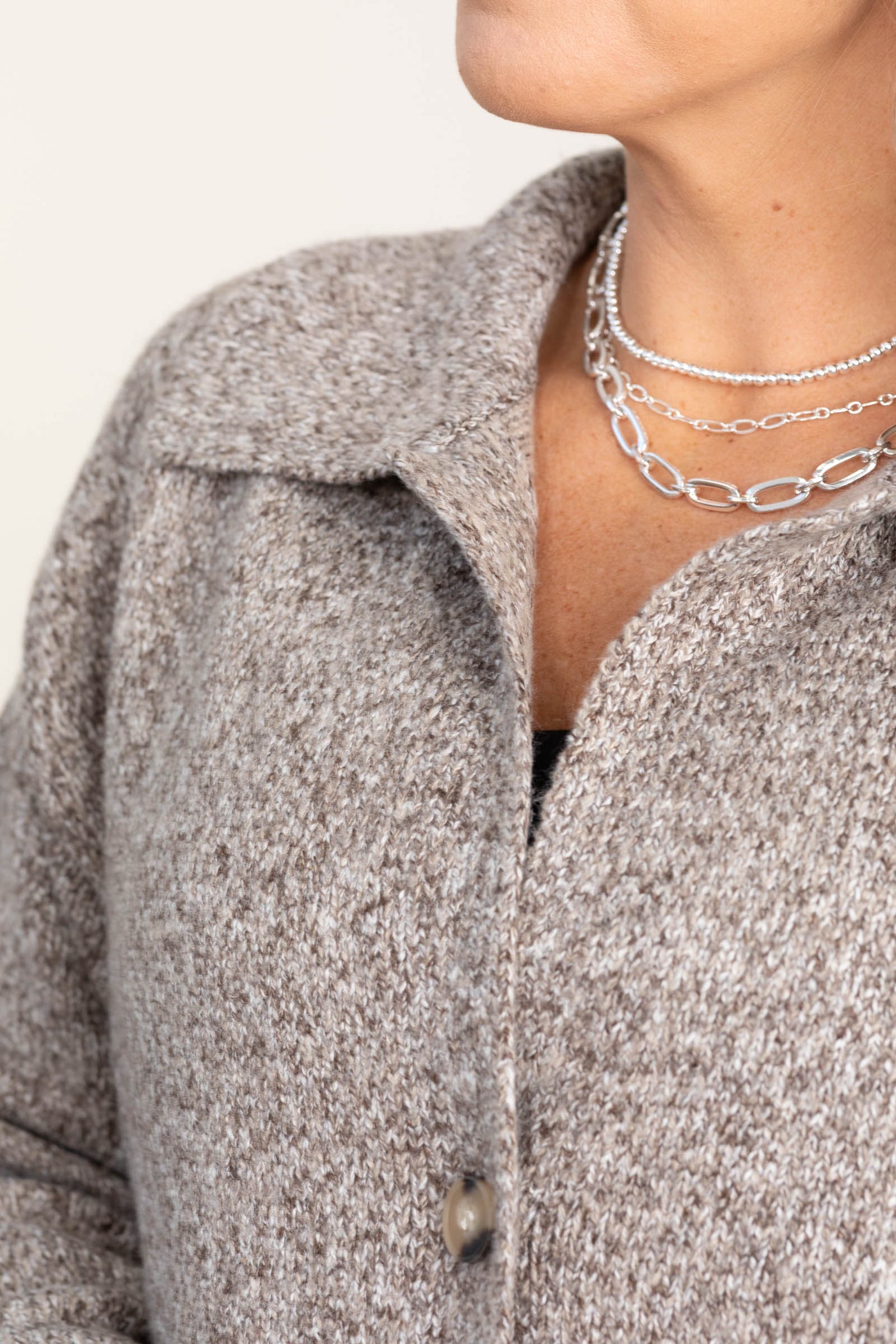 Brown Collared Maxi Sweater Cardigan Jacket