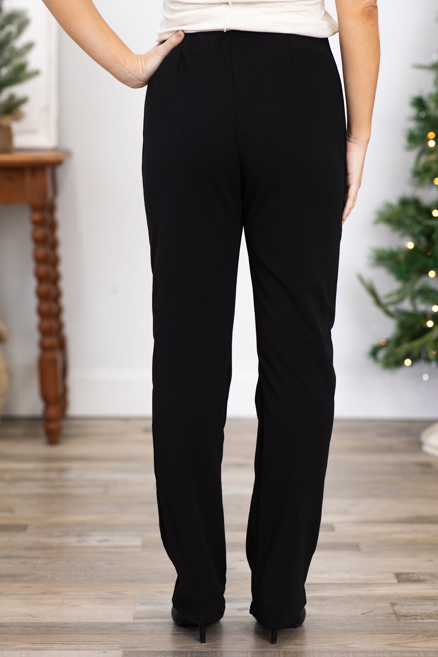 Black Dress Pant With Front Seam Detail
