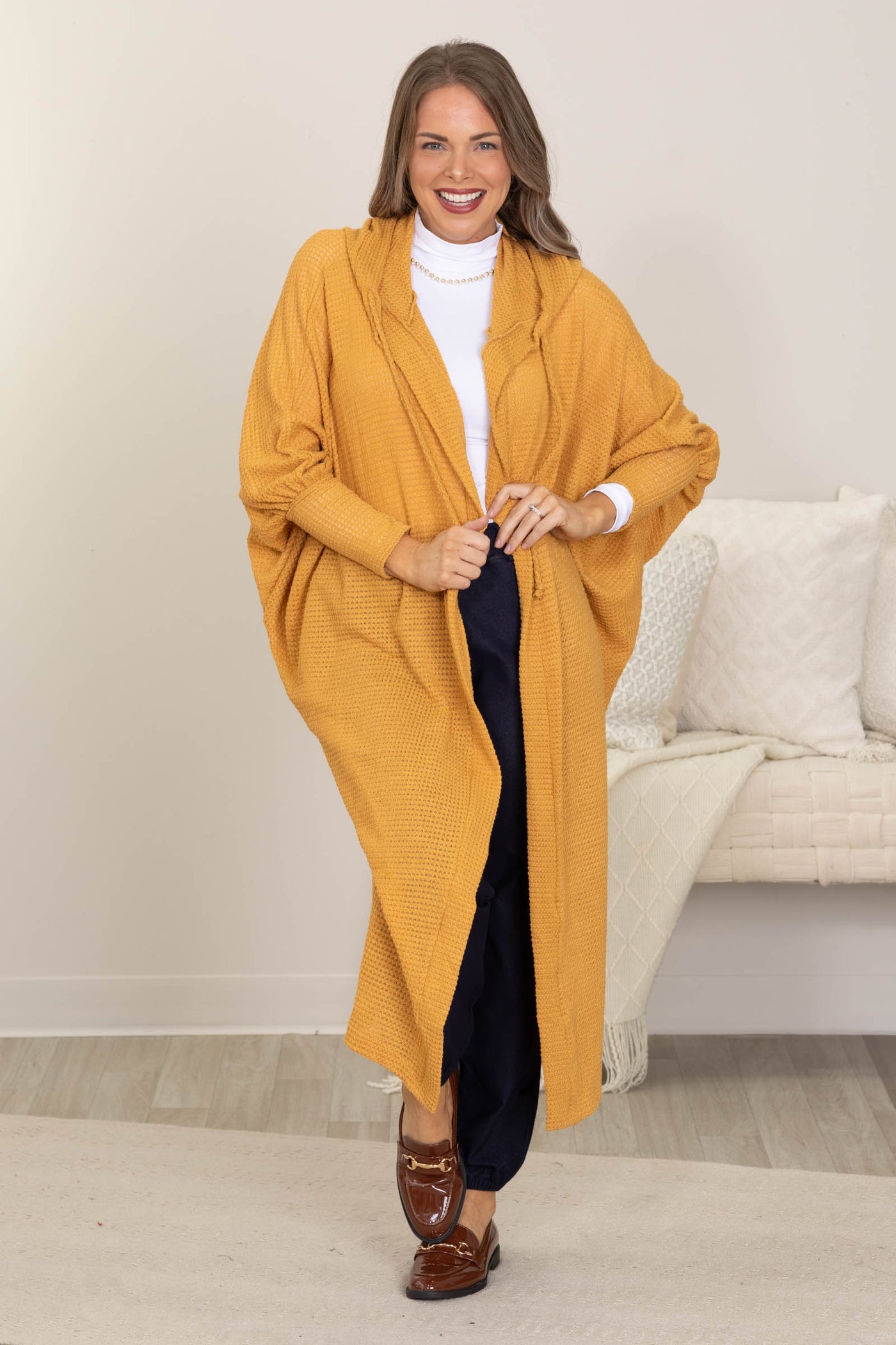 Soft Knit Hoodie Long Open Cardigans