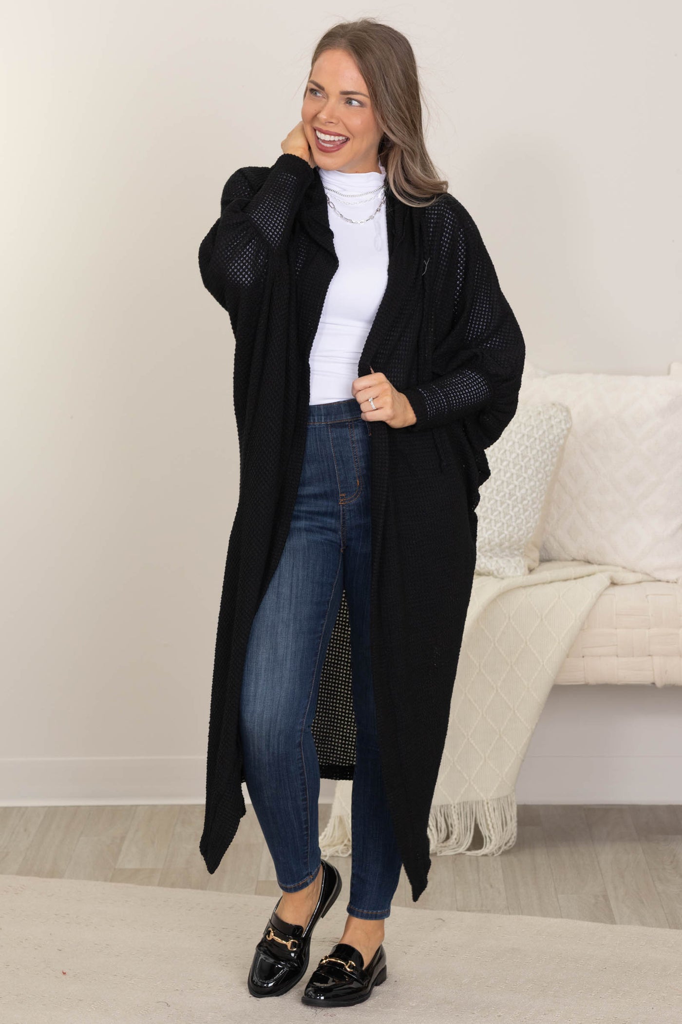 Soft Knit Hoodie Long Open Cardigans