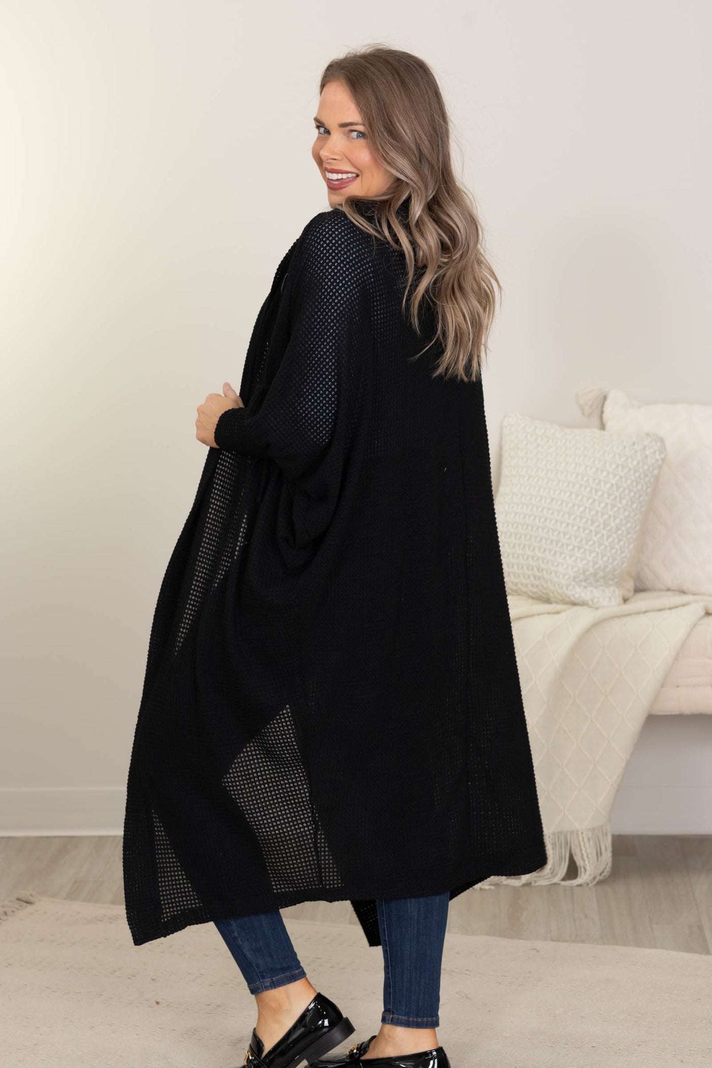 Soft Knit Hoodie Long Open Cardigans