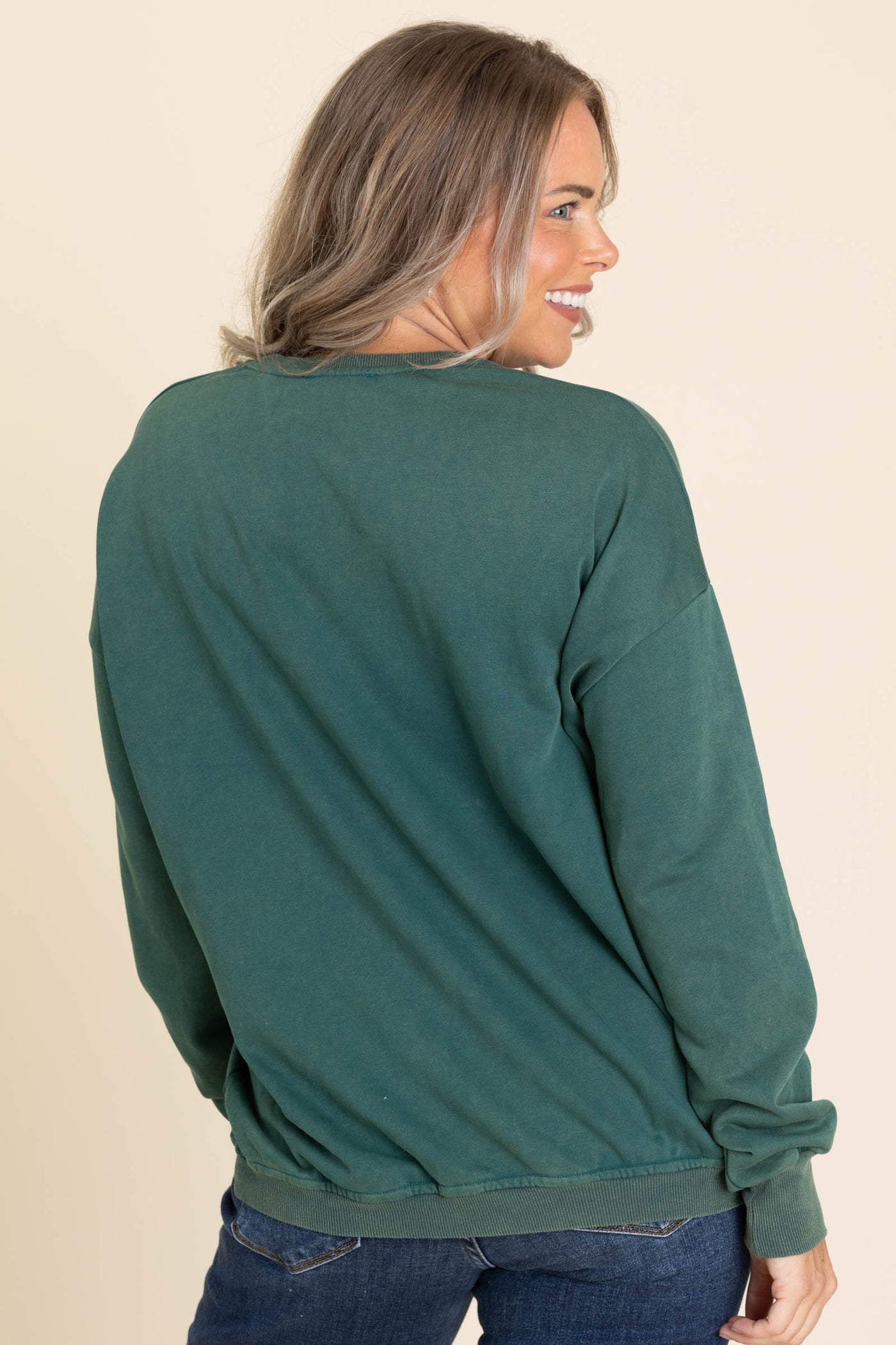 Emerald Green Sweatshirt With Horse Shoe