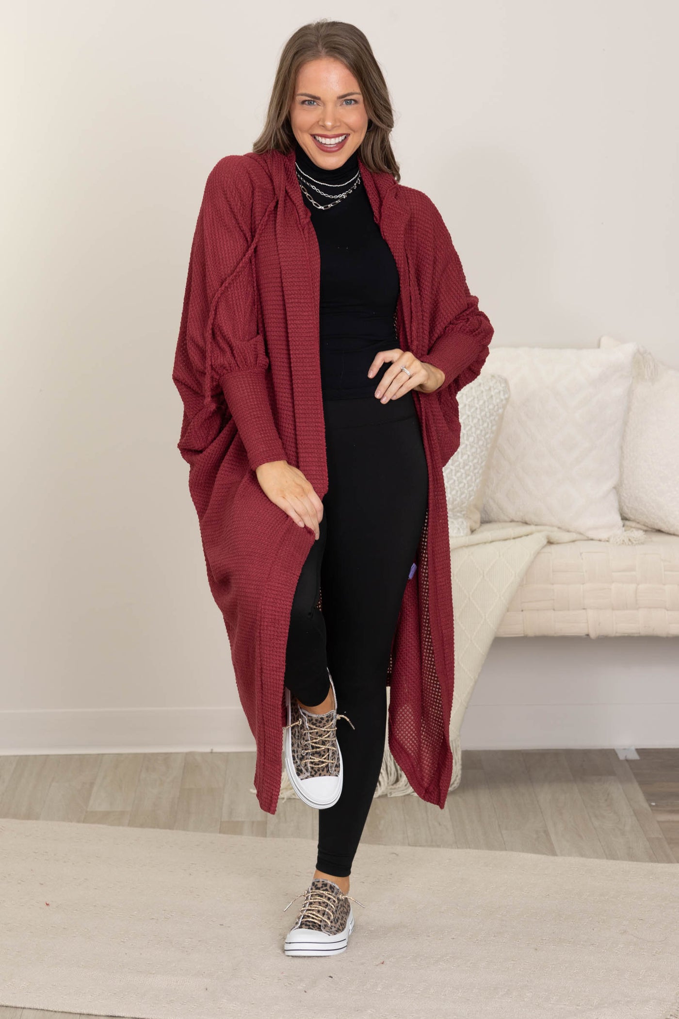 Soft Knit Hoodie Long Open Cardigans