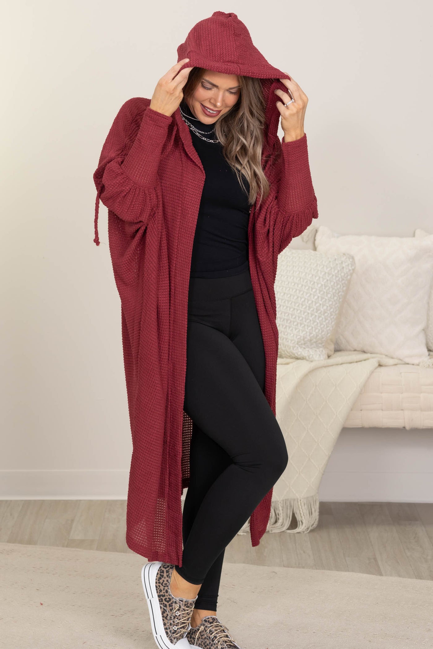 Soft Knit Hoodie Long Open Cardigans