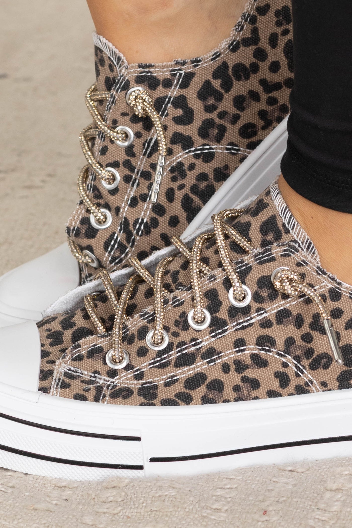 Leopard Platform Sneakers With Sparkle Laces