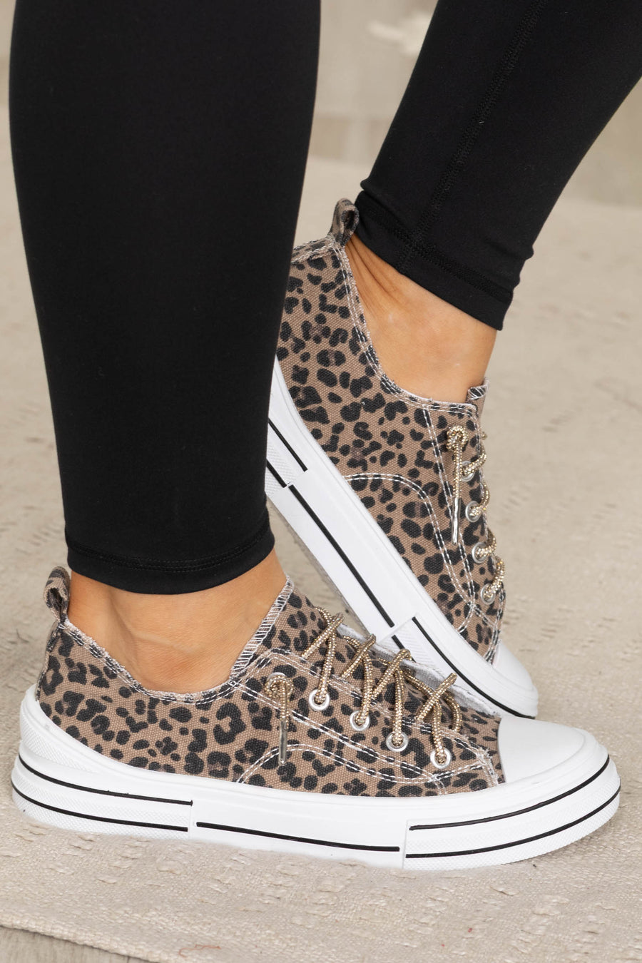 Leopard Platform Sneakers With Sparkle Laces