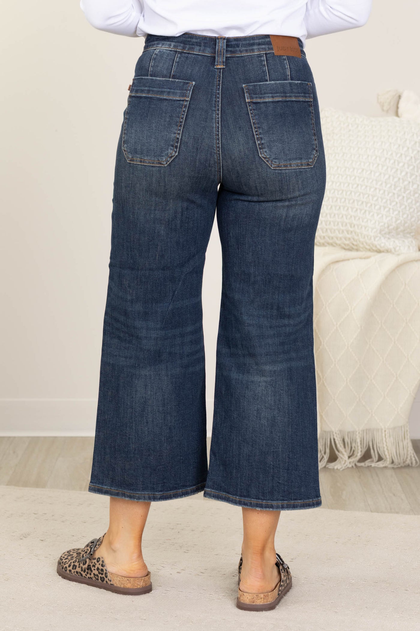 Judy Blue Wide Crop Utility & Patch Pocket Jean
